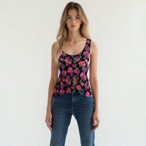 Material girl Floral lace Sleeveless Top - Pink and Purple S